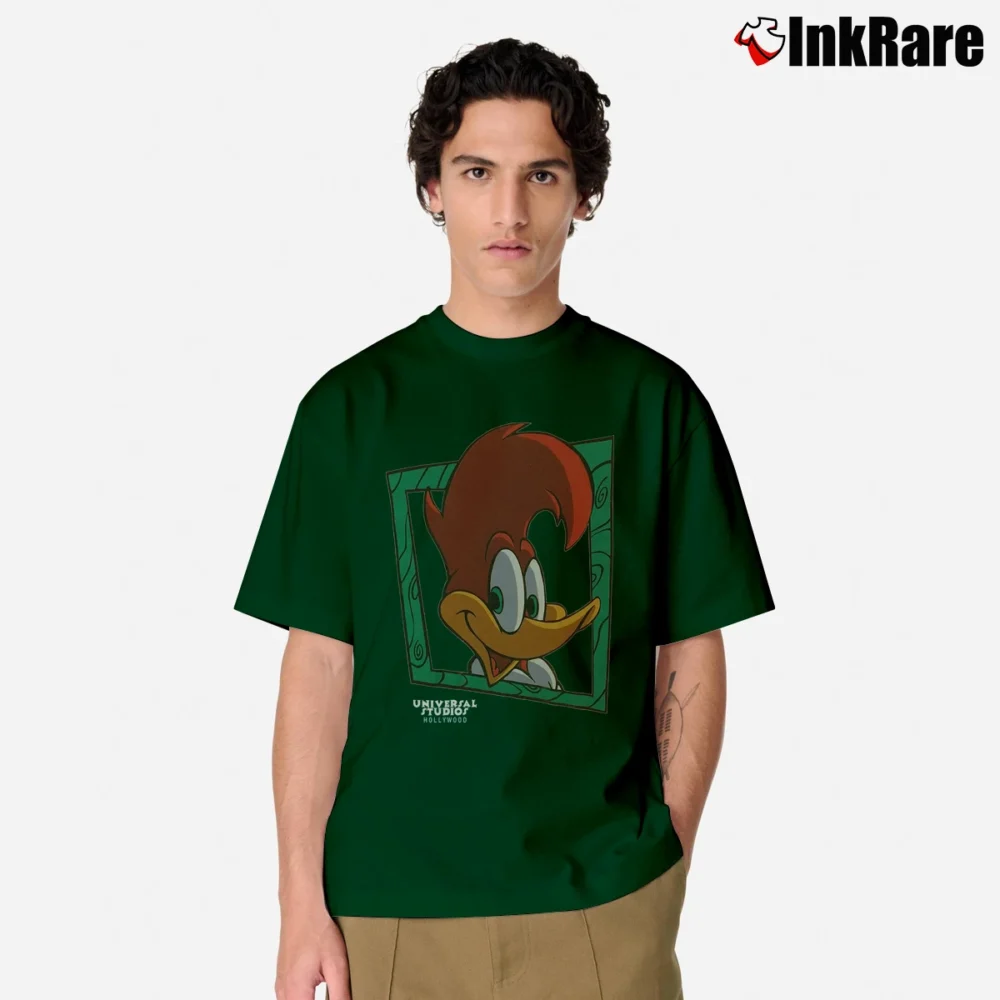 Men’s 1990s Woody Woodpecker Marvel Dc Cartoon Movie Classic T-Shirt in forest green | Soft, Breathable Everyday Wear