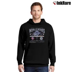 Men’s 1990s World Series Phillies Blue Jays Graphic Pullover Hoodie in black | Cozy, Durable, Modern Fit