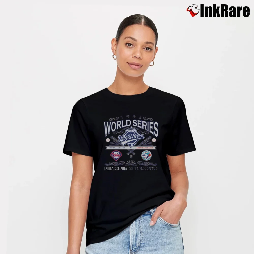 Women’s 1990s World Series Phillies Blue Jays Graphic Signature T-Shirt in black | Soft, Flattering Fit