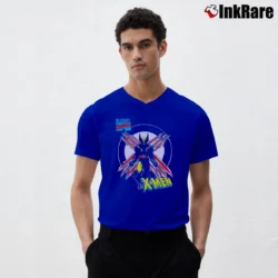 Men’s 1990s X - men Marvel Comics Superhero V-Neck Tee in royal blue | Sharp, Breathable, Everyday Staple