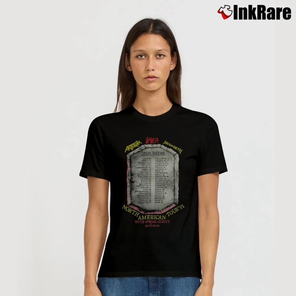 Women’s 1991 Clash Of The Titans Tour With Alice In Chains And Slayer Signature T-Shirt in black | Soft, Flattering Fit