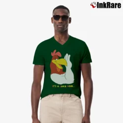 Men’s 1991 Foghorn Leghorn Looney Tunes Cartoon V-Neck Tee in forest green | Sharp, Breathable, Everyday Staple