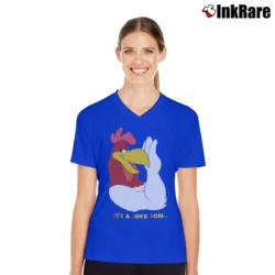 Women’s 1991 Foghorn Leghorn Looney Tunes Cartoon V-Neck Tee in royal blue | Chic Neckline, Soft Texture