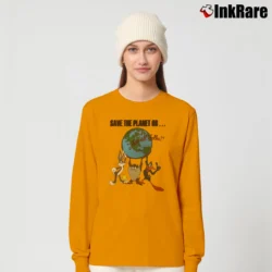 Women’s 1991 Save The Planet Or That's All Folks Looney Tunes Long-Sleeve Top in orange | Sleek, Versatile, All-Season