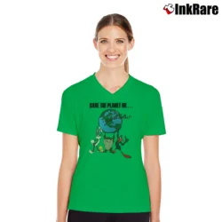 Women’s 1991 Save The Planet Or That's All Folks Looney Tunes V-Neck Tee in irish green | Chic Neckline, Soft Texture
