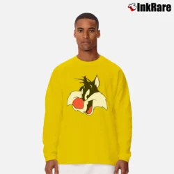 Men’s 1991 Sylvester Looney Tunes Cartoon Long-Sleeve Shirt in yellow | Sleek, Lightweight, Year-Round Wear