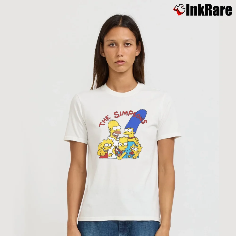 Women’s 1991 The Simpsons Bart Cartoon Movie Homer Promo Signature T-Shirt in white | Soft, Flattering Fit