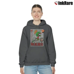 Women’s 1991 University Of Mars Marvin The Martian Looney Tunes Cozy Hoodie in charcoal | Warm, Structured, Stylish