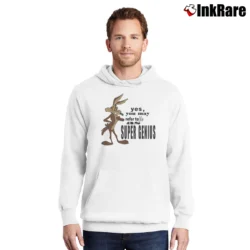 Men’s 1991 Wile E Coyote Looney Tunes Cartoon Pullover Hoodie in white | Cozy, Durable, Modern Fit