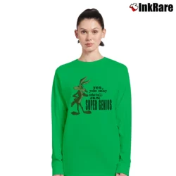 Women’s 1991 Wile E Coyote Looney Tunes Cartoon Long-Sleeve Top in irish green | Sleek, Versatile, All-Season