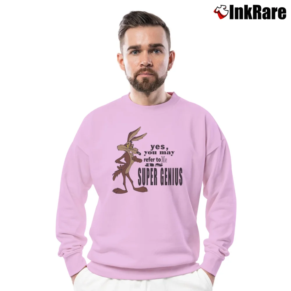 Men’s 1991 Wile E Coyote Looney Tunes Cartoon Crewneck Sweatshirt in light pink | Cozy Fabric, Clean Style