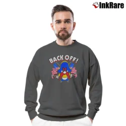 Men’s 1991 Yosemite Sam Back Off Looney Tunes Patriotic Crewneck Sweatshirt in charcoal | Cozy Fabric, Clean Style