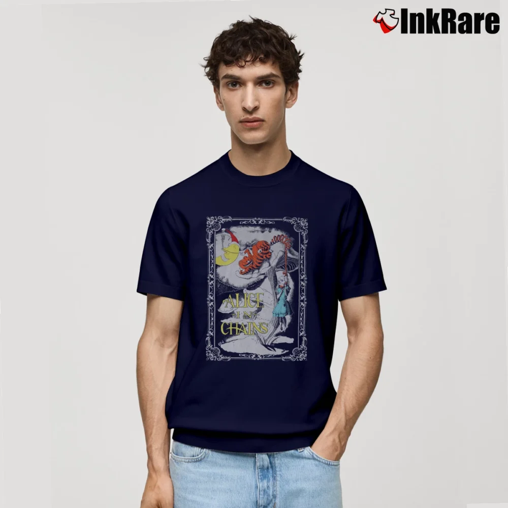 Men’s 1992 Alice In Chains Wonderland Holygrail Band Classic T-Shirt in navy | Soft, Breathable Everyday Wear