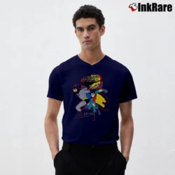 Men’s 1992 Batman And Robin DC Comics V-Neck Tee in navy | Sharp, Breathable, Everyday Staple