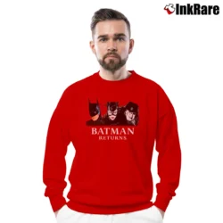 Men’s 1992 Batman Returns DC Comics Movie Graphic Crewneck Sweatshirt in red | Cozy Fabric, Clean Style
