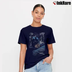 Women’s 1992 Batman Returns Retro Movie Comic Signature T-Shirt in navy | Soft, Flattering Fit