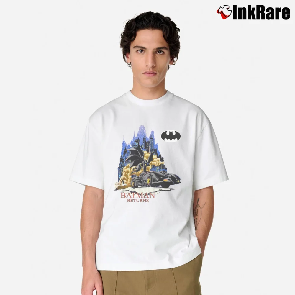 Men’s 1992 Batman Returns Vintage Movie Classic T-Shirt in white | Soft, Breathable Everyday Wear