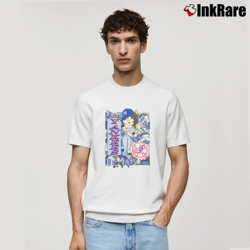 Men’s 1992 Betty Boop New York Yankees MLB Tultex Classic T-Shirt in white | Soft, Breathable Everyday Wear