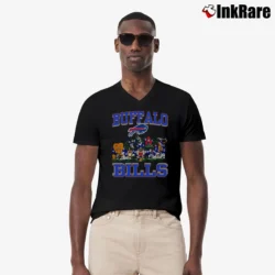 Men’s 1992 Buffalo Bills Taz Bugs Bunny Daffy Duck NFL Looney Tunes V-Neck Tee in black | Sharp, Breathable, Everyday Staple