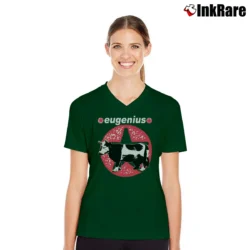 Women’s 1992 Captain America Eugenius Scotland Rock Tour V-Neck Tee in forest green | Chic Neckline, Soft Texture
