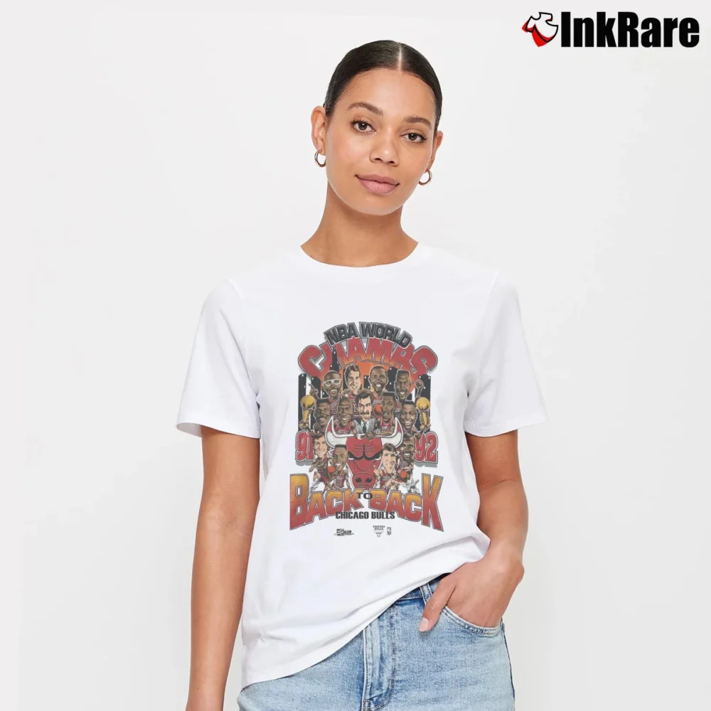 Women’s 1992 Chicago Bulls Nba Champions Cartoon Signature T-Shirt in white | Soft, Flattering Fit