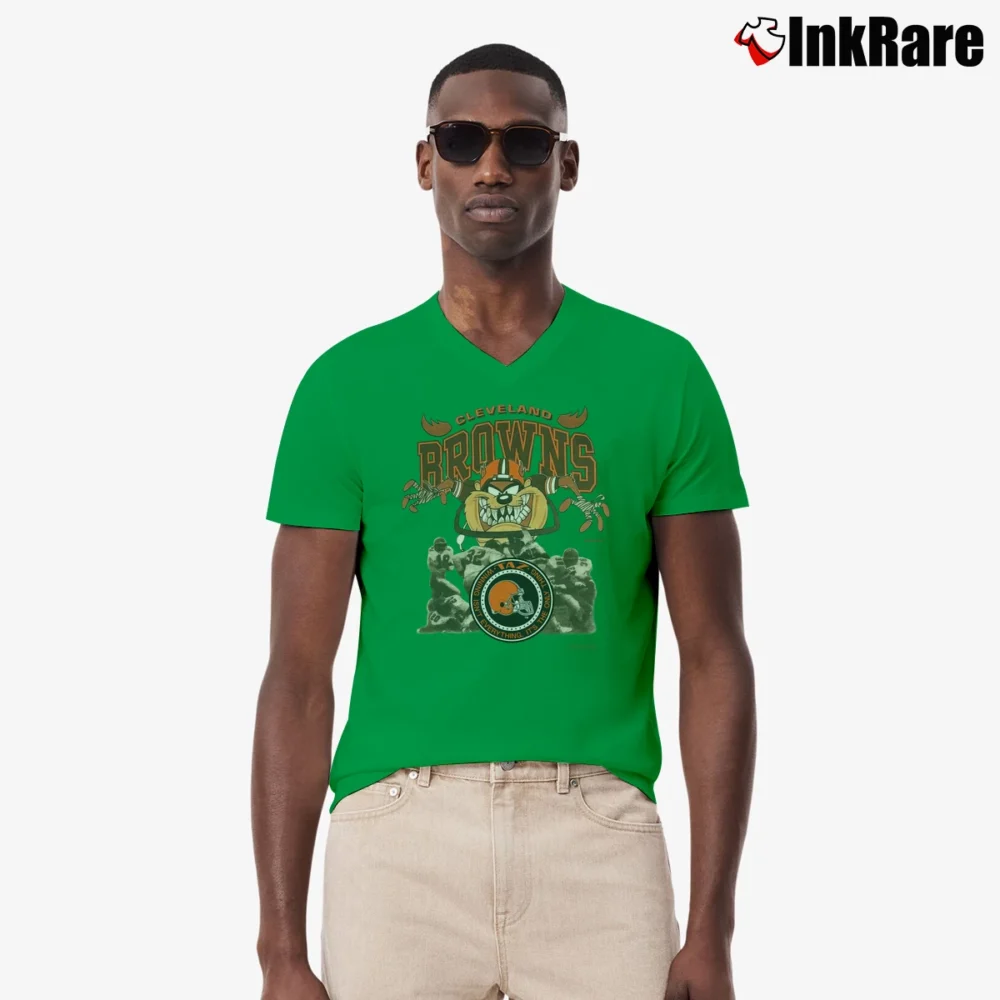 Men’s 1992 Cleveland Browns Taz Looney Tunes Classic V-Neck Tee in irish green | Sharp, Breathable, Everyday Staple