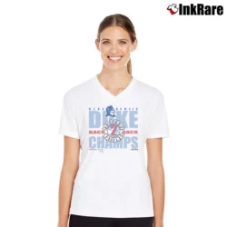 Women’s 1992 Duke Blue Devils Basketball V-Neck Tee in white | Chic Neckline, Soft Texture