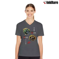 Women’s 1992 Nike Godzilla Charles Barkley Collaboration V-Neck Tee in charcoal | Chic Neckline, Soft Texture
