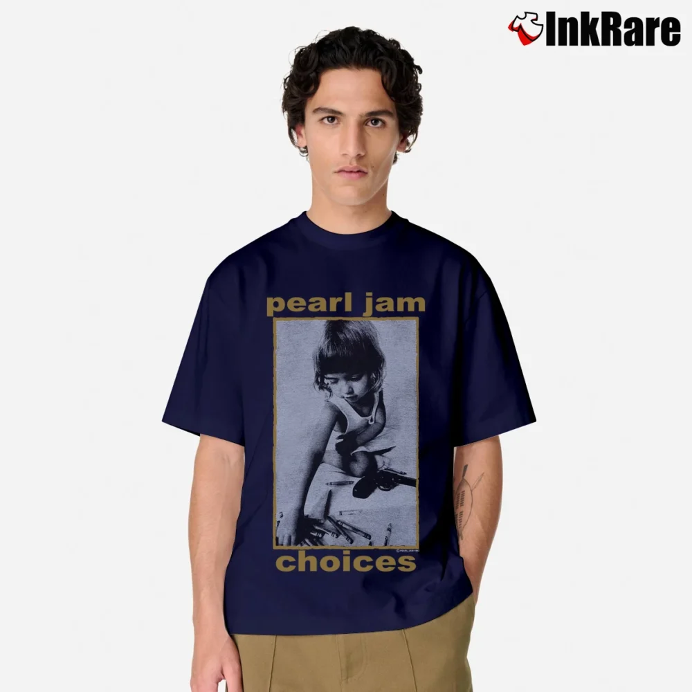 Men’s 1992 Pearl Jam Grunge Tour With Nirvana Alice In Chains Ratm Classic T-Shirt in navy | Soft, Breathable Everyday Wear