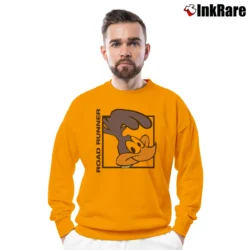 Men’s 1992 Road Runner Looney Tunes Cartoon Crewneck Sweatshirt in orange | Cozy Fabric, Clean Style