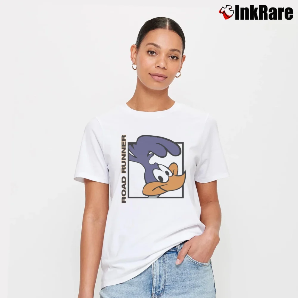 Women’s 1992 Road Runner Looney Tunes Cartoon Signature T-Shirt in white | Soft, Flattering Fit