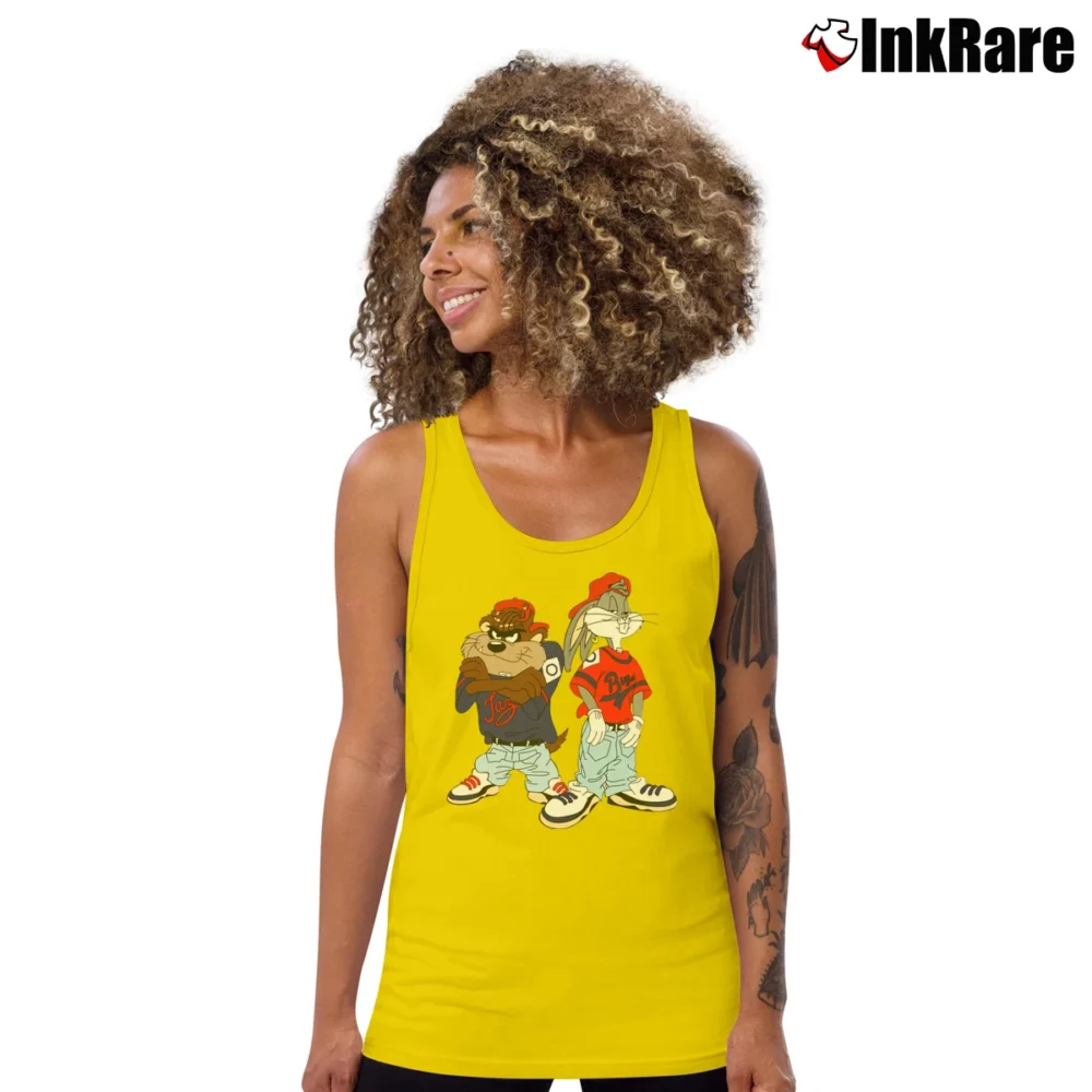 Women’s 1992 Taz Bugs Hip Hop Looney Tunes Tank Top in yellow | Lightweight, Movement-Friendly