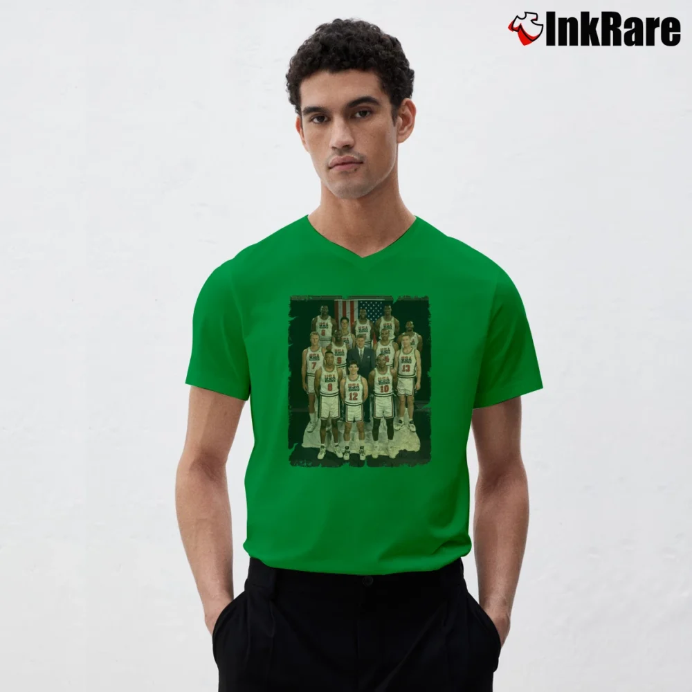 Men’s 1992 USA Basketball Dream Team V-Neck Tee in irish green | Sharp, Breathable, Everyday Staple