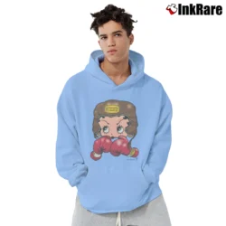 Men’s 1993 Betty Boop Boxing Pullover Hoodie in light blue | Cozy, Durable, Modern Fit