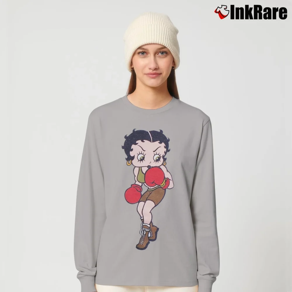 Women’s 1993 Betty Boop Boxing Long-Sleeve Top in sport grey | Sleek, Versatile, All-Season