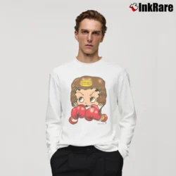 Men’s 1993 Betty Boop Boxing Long-Sleeve Shirt in white | Sleek, Lightweight, Year-Round Wear