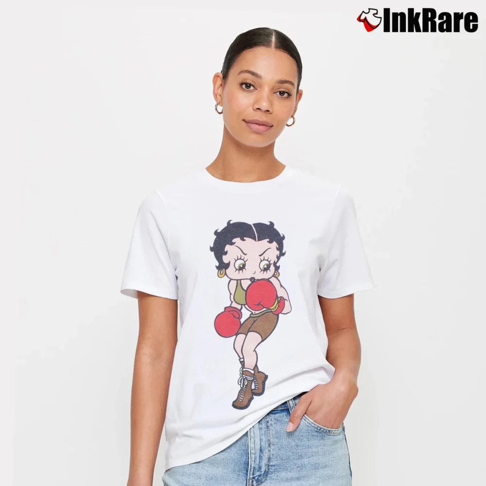 Women’s 1993 Betty Boop Boxing Signature T-Shirt in white | Soft, Flattering Fit