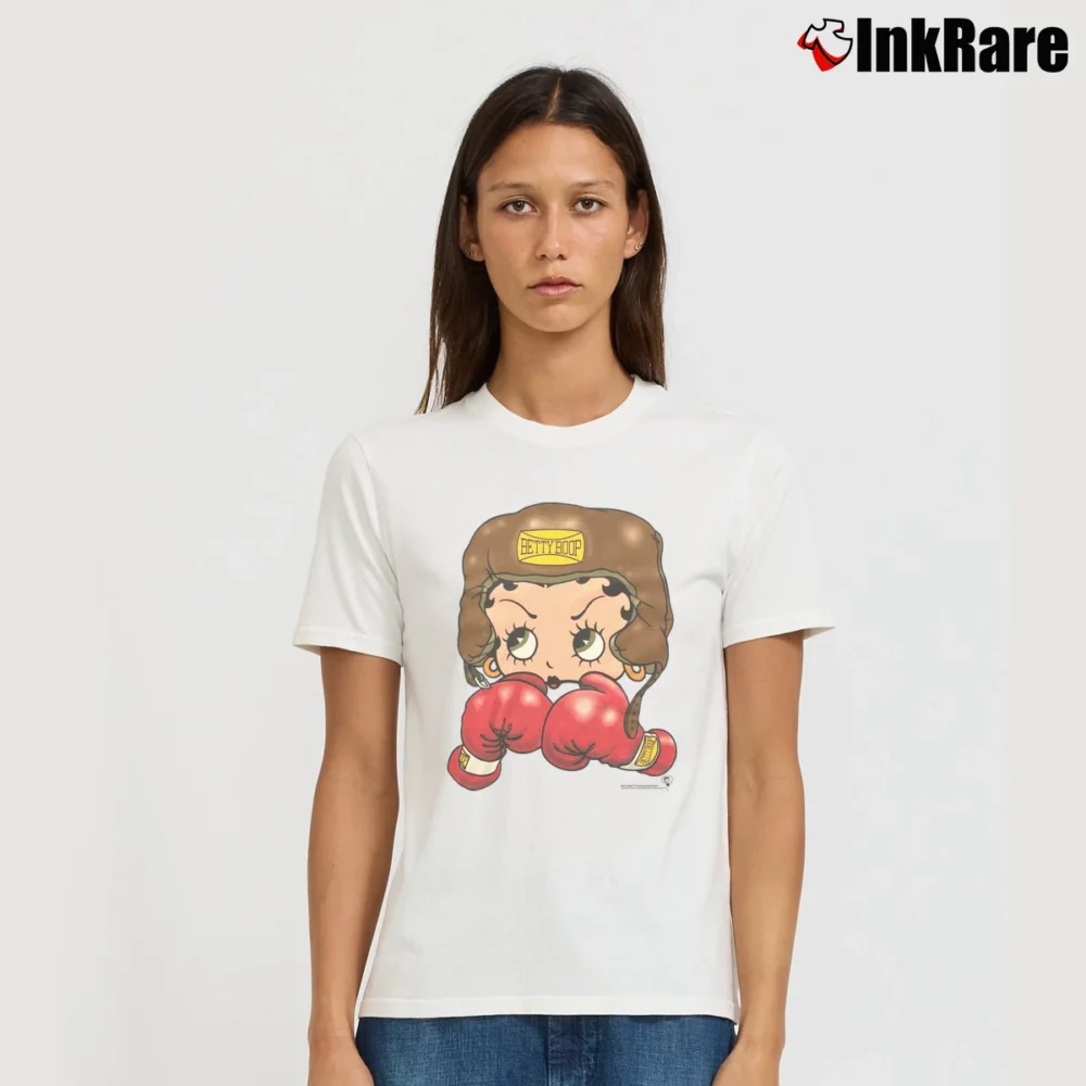 Women’s 1993 Betty Boop Boxing Signature T-Shirt in white | Soft, Flattering Fit