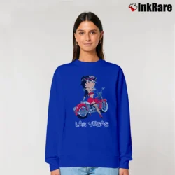 Women’s 1993 Betty Boop Las Vegas Biker Relaxed Sweatshirt in royal blue | Soft, Laid-Back Vibe