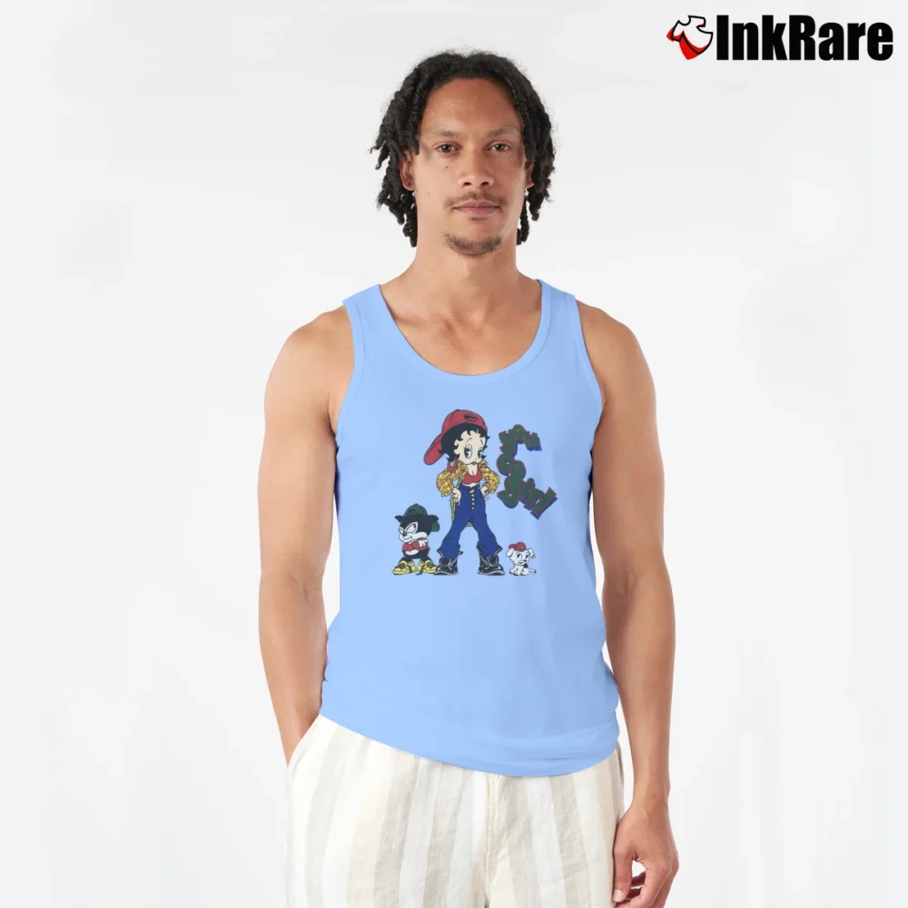 Men’s 1993 Betty Boop Sexy Hip Hop Tank Top in light blue | Breathable, Active-Friendly Design