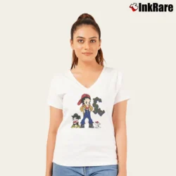 Women’s 1993 Betty Boop Sexy Hip Hop V-Neck Tee in white | Chic Neckline, Soft Texture