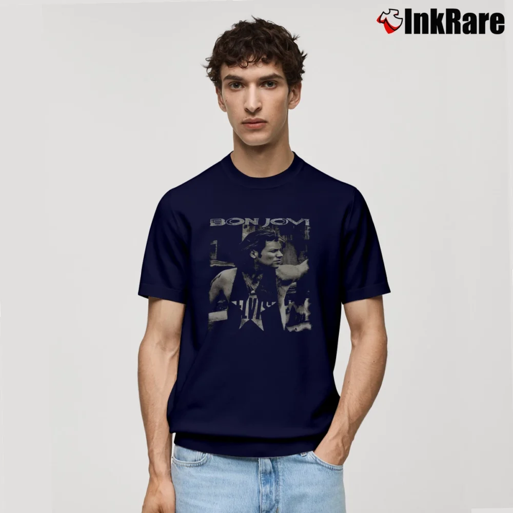 Men’s 1993 Bon Jovi Concert Tour Classic T-Shirt in navy | Soft, Breathable Everyday Wear