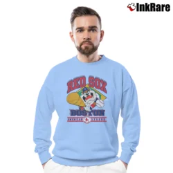 Men’s 1993 Boston Red Sox Taz Looney Tunes MLB Crewneck Sweatshirt in light blue | Cozy Fabric, Clean Style