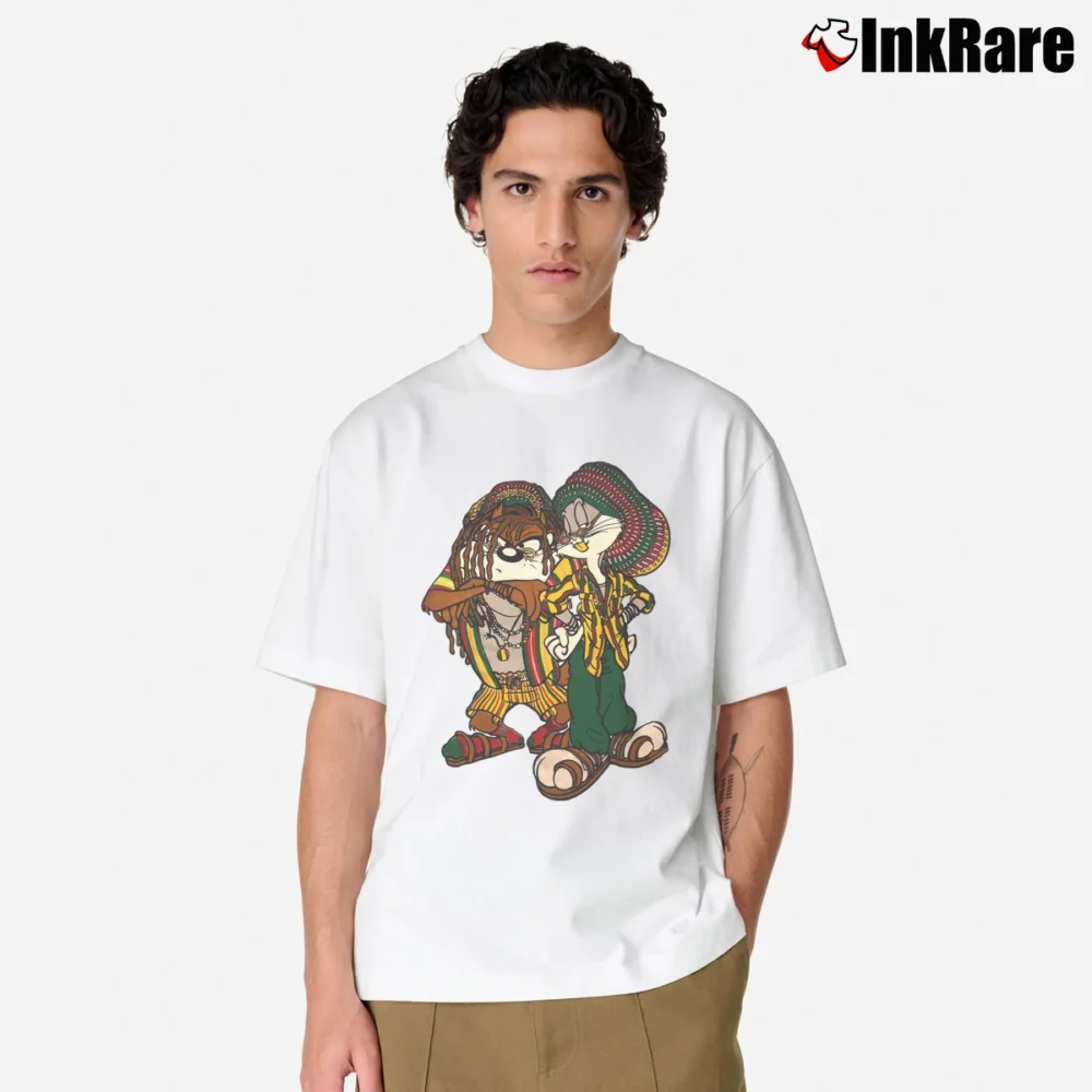 Men’s 1993 Bugs Bunny Taz Reggae Rasta Looney Tunes Classic T-Shirt in white | Soft, Breathable Everyday Wear