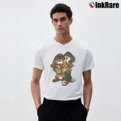 Men’s 1993 Bugs Bunny Taz Reggae Rasta Looney Tunes V-Neck Tee in white | Sharp, Breathable, Everyday Staple