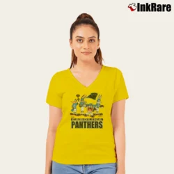 Women’s 1993 Carolina Panthers Looney Tunes NFL Football V-Neck Tee in yellow | Chic Neckline, Soft Texture