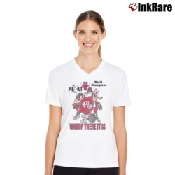Women’s 1993 Chicago Bulls Looney Tunes 3 Peat Whoop There It Is World Champions V-Neck Tee in white | Chic Neckline, Soft Texture