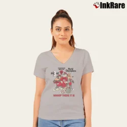 Women’s 1993 Chicago Bulls Looney Tunes 3 - Peat World Champions V-Neck Tee in sport grey | Chic Neckline, Soft Texture