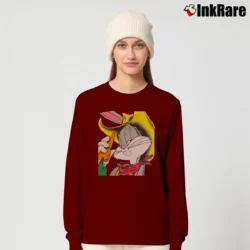 Women’s 1993 Cowboy Bugs Bunny Looney Tunes Big Face Long-Sleeve Top in maroon | Sleek, Versatile, All-Season
