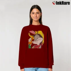 Women’s 1993 Cowboy Bugs Bunny Looney Tunes Big Face Relaxed Sweatshirt in maroon | Soft, Laid-Back Vibe
